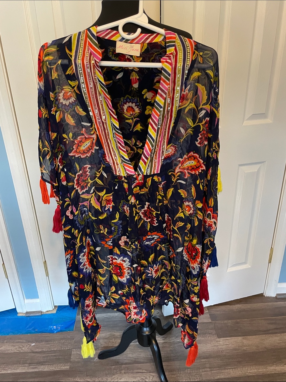 Miss June Paris Fringed Kaftan or Coverup One Size